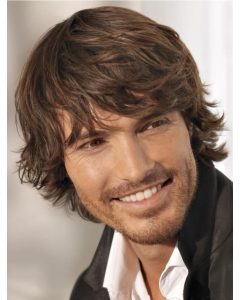 Great Brown Wavy Short Capless Human Hair Men Wigs Great Brown Wavy Short Capless Human Hair Men Wigs