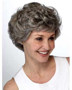 Comfortable Wavy Short Hand-Tied Synthetic Grey Women Wigs Comfortable Wavy Short Hand-Tied Synthetic Grey Women Wigs