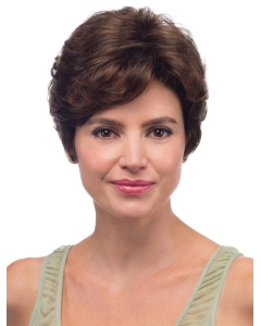 Easeful Brown Short Wavy With Bangs Lace Human Hair Women Wigs Easeful Brown Short Wavy With Bangs Lace Human Hair Women Wigs