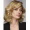  Blonde 12" Curly Shoulder Length Lace Front Human Hair Women Bobs Wig