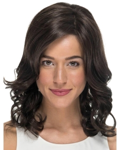 Black Curly Shoulder Length Without Bangs  14" Monofilament Synthetic Wigs For Cancer Patients Black Curly Shoulder Length Without Bangs  14" Monofilament Synthetic Wigs For Cancer Patients