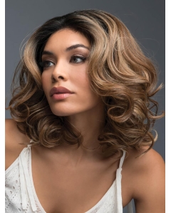 Brown Curly Shoulder Length Layered Lace Front Synthetic Women Wigs Brown Curly Shoulder Length Layered Lace Front Synthetic Women Wigs
