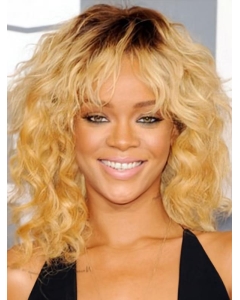 Discount Blonde Curly Shoulder Length Capless Synthetic Women Celebrity Wigs Discount Blonde Curly Shoulder Length Capless Synthetic Women Celebrity Wigs