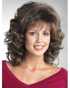 Brown Curly Shoulder Length Capless Classic Synthetic Women Wigs Brown Curly Shoulder Length Capless Classic Synthetic Women Wigs
