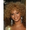 Natural Auburn Curly Shoulder Length Capless Synthetic Beyonce Wigs For Cancer