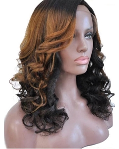 16" Shoulder Length Curly Full Lace Human Hair Ombre Wigs  16" Shoulder Length Curly Full Lace Human Hair Ombre Wigs