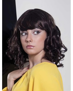 Great Curly Black With Bangs Capless High Quality Synthetic Women Wigs Great Curly Black With Bangs Capless High Quality Synthetic Women Wigs