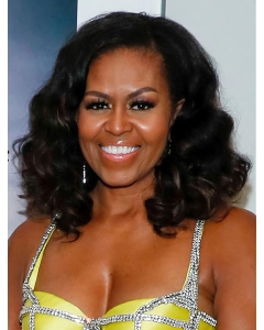 Curly Black Lace Front Shoulder Length Without Bangs Michelle Obama Wigs Curly Black Lace Front Shoulder Length Without Bangs Michelle Obama Wigs