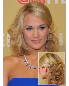 No-fuss Blonde Curly Shoulder Length Capless Human Hair Women Celebrity Wigs No-fuss Blonde Curly Shoulder Length Capless Human Hair Women Celebrity Wigs