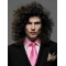 Popular Black Curly Shoulder Length Lace Front Synthetic Men Wigs