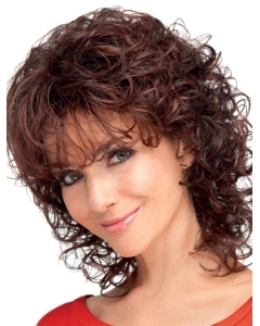 Exquisite Auburn Curly Shoulder Length Capless Classic Synthetic Women Wigs Exquisite Auburn Curly Shoulder Length Capless Classic Synthetic Women Wigs