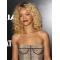 Exquisite Blonde Curly Shoulder Length Lace Front Human Hair Women Rihanna Wigs