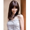 Straight Shoulder Length Brown Monofilament 14" With Bangs Glueless Lace Wigs