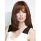 Brown Straight Shoulder Length  Monofilament  Layered Human Hair Women Wigs