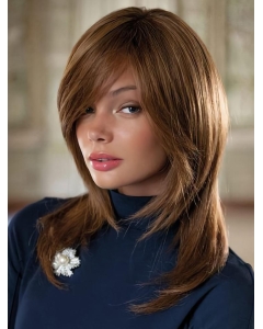 Brown Straight With Bangs Shoulder Length Hand-Tied Human Hair Women Wigs Brown Straight With Bangs Shoulder Length Hand-Tied Human Hair Women Wigs