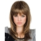 Brown Straight With Bangs Shoulder Length Mono Synthetic Women Wigs