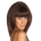 14" Brown Shoulder Length Straight With Bangs Lace Front Synthetic Women  Wigs