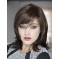Brown Straight Shoulder Length With Bangs Capless Medium Synthetic Women Wigs