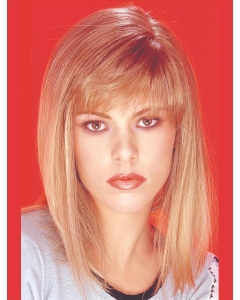 No-fuss Classic Blonde Shoulder Length Straight With Bangs Capless Synthetic Women Wigs  No-fuss Classic Blonde Shoulder Length Straight With Bangs Capless Synthetic Women Wigs