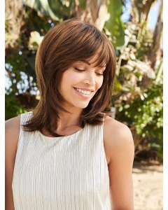 Brown Straight With Bangs Shoulder Length Modern Monofilament Synthetic Women Wigs Brown Straight With Bangs Shoulder Length Modern Monofilament Synthetic Women Wigs