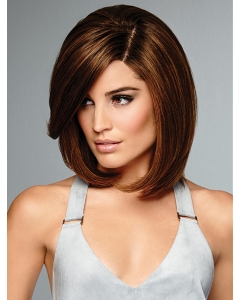 Brown Straight Shoulder Length  100% Hand-tied Human Hair Bob Style Women Wigs Brown Straight Shoulder Length  100% Hand-tied Human Hair Bob Style Women Wigs