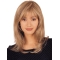 Best Blonde Straight Shoulder Length With Bangs Lace Front Human Hair Women Wigs