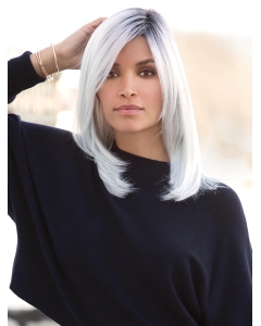 White Straight Shoulder Length 100% Hand tied Synthetic Women Wigs   White Straight Shoulder Length 100% Hand tied Synthetic Women Wigs