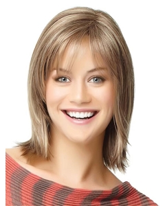 Mature Blonde Straight Shoulder Length  With Bangs Capless Human Hair Women Wigs Mature Blonde Straight Shoulder Length  With Bangs Capless Human Hair Women Wigs