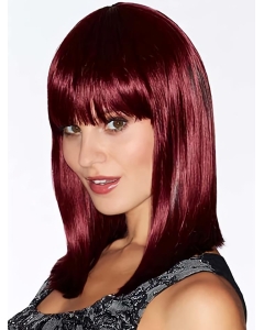 Red Medium Straight With Bangs Capless Synthetic Women Wigs Red Medium Straight With Bangs Capless Synthetic Women Wigs