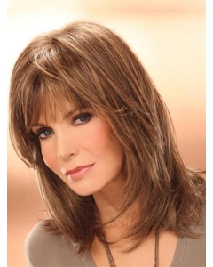 Mature and Beautiful Mid-length Layered Straight Lace Front Human Hair Women Jacklyn Smith Wig  Mature and Beautiful Mid-length Layered Straight Lace Front Human Hair Women Jacklyn Smith Wig