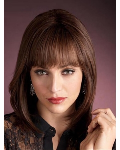 Online Auburn Straight Shoulder Length With Bangs Capless Human Hair Women Wigs Online Auburn Straight Shoulder Length With Bangs Capless Human Hair Women Wigs
