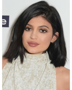High Quality Shoulder Length Straight Black Full Lace Human Hair Bobs Women Kylie Jenner Inspired Wigs High Quality Shoulder Length Straight Black Full Lace Human Hair Bobs Women Kylie Jenner Inspired Wigs