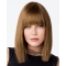 Graceful Straight Shoulder Length With Bangs Lace Front  Human Women Wigs