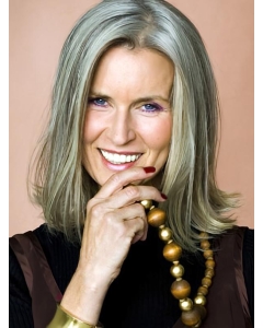 Shoulder Length Straight Without Bangs  Hand Tied Human Hair Grey Lady Wigs Shoulder Length Straight Without Bangs  Hand Tied Human Hair Grey Lady Wigs