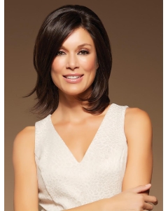 High Quality Brown Shoulder Length Straight  With Bangs Hand-Tied Human Hair Women Wigs High Quality Brown Shoulder Length Straight  With Bangs Hand-Tied Human Hair Women Wigs