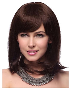 Popular Auburn Straight Shoulder Length Capless Human Hair Women Wigs Popular Auburn Straight Shoulder Length Capless Human Hair Women Wigs