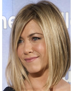 Beautiful Blonde Shoulder Length Straight  With Bangs Capless Synthetic Jennifer Aniston Inspired Women Wigs Beautiful Blonde Shoulder Length Straight  With Bangs Capless Synthetic Jennifer Aniston Inspired Women Wigs