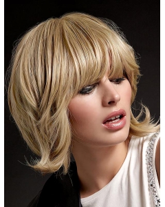 So Great Blonde Shoulder Length Straight With Bangs New Design Human Hair Women Wigs So Great Blonde Shoulder Length Straight With Bangs New Design Human Hair Women Wigs
