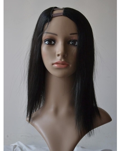 Trendy Black Straight Shoulder Length Lace Front Human Hair U Part Women Wigs Trendy Black Straight Shoulder Length Lace Front Human Hair U Part Women Wigs