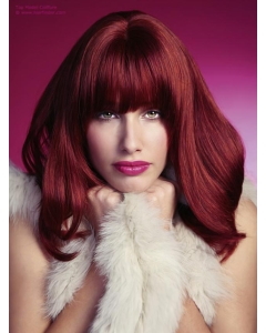 Dark Red Straight Shoulder Length With Neat Bangs Lace Front Human Hair Women Wigs Dark Red Straight Shoulder Length With Neat Bangs Lace Front Human Hair Women Wigs