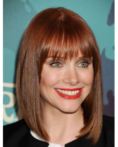 Medium Auburn Straight With Bangs Lace Front Synthetic Women Wigs Medium Auburn Straight With Bangs Lace Front Synthetic Women Wigs