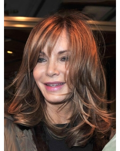 Mid-length Layered Straight with Wispy Bangs Full Lace Human Hair Jacklyn Smith Wigs Mid-length Layered Straight with Wispy Bangs Full Lace Human Hair Jacklyn Smith Wigs