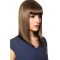 Stylish Brown Straight With Bangs Shoulder Length Capless Human Hair Women Wigs