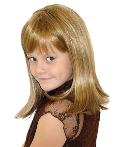 High Quality Blonde Straight With Bangs Shoulder Length Lace Front Synthetic Kids Wigs High Quality Blonde Straight With Bangs Shoulder Length Lace Front Synthetic Kids Wigs
