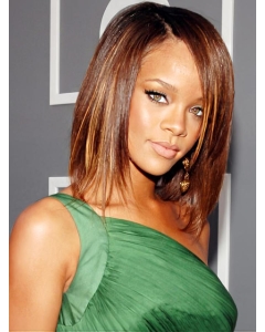 Decent and Simple Mid-length Layered Straight Lace Human Hair Rihanna Wig  Decent and Simple Mid-length Layered Straight Lace Human Hair Rihanna Wig