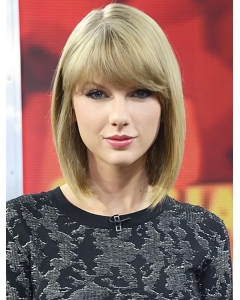 New Design Blonde Shoulder Length Straight  With Bangs Hand Tied Synthetic Taylor Swift Inspired Women Wigs New Design Blonde Shoulder Length Straight  With Bangs Hand Tied Synthetic Taylor Swift Inspired Women Wigs