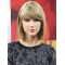 New Design Blonde Shoulder Length Straight  With Bangs Hand Tied Synthetic Taylor Swift Inspired Women Wigs