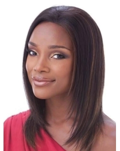 Mature Auburn Straight Shoulder Length Lace Front Human Hair Women Wigs