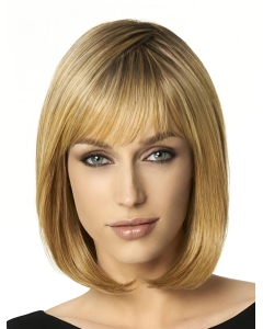 Medium  Blonde Straight With Bangs Capless Bobs Synthetic Trendy Wigs Medium  Blonde Straight With Bangs Capless Bobs Synthetic Trendy Wigs
