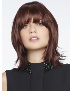 Amazing Auburn Shoulder Length Straight With Bangs Capless High Quality Human Hair Women Wigs Amazing Auburn Shoulder Length Straight With Bangs Capless High Quality Human Hair Women Wigs